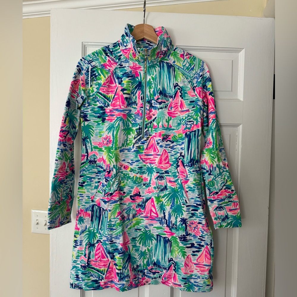 Lilly Pulitzer XS  UPF 50 Skipper Printed Popover Dress - Multi Salt In The Air